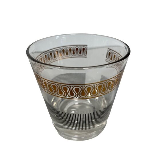 Rocks Glass Dominion Gold Swirl Black Line MCM Vintage SET OF 4 - Picture 4 of 6